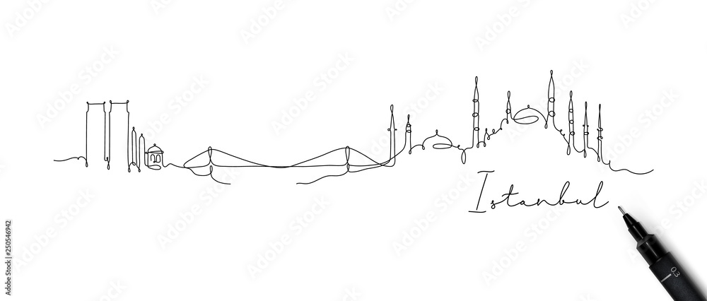 Pen line silhouette Istanbul