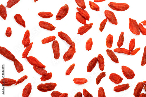 Obraz na plátně Image of dry red goji berries or chinese wolfberry on white background