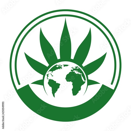 cannabis globe world vector logo