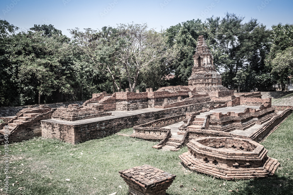 Wat Pu Pia (Temple of Old Man Pia), one of the ruined temples in Wiang Kum Kam, an historic settlement and archaeological site that built by King Mangrai the Great since 13th century, Chiang Mai.