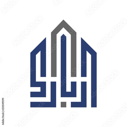 arabic calligraphy forming a home symbol. vector logo.