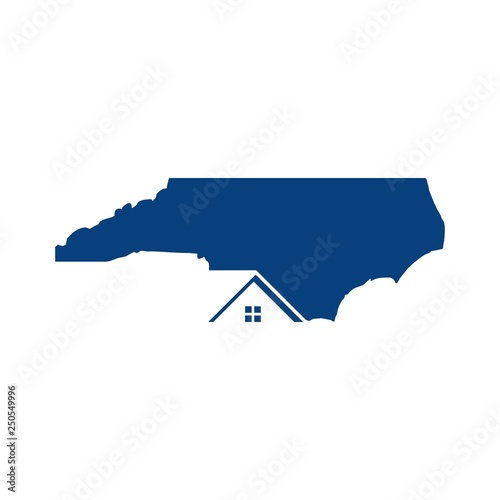 north carolina vector logo. home icon.