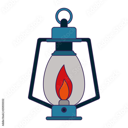 camping bonfire lantern blue lines