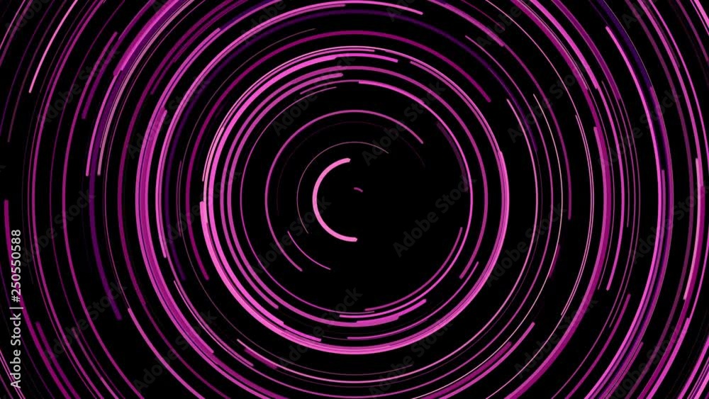 Abstract animated screensaver colored concentric circles revolve around the center