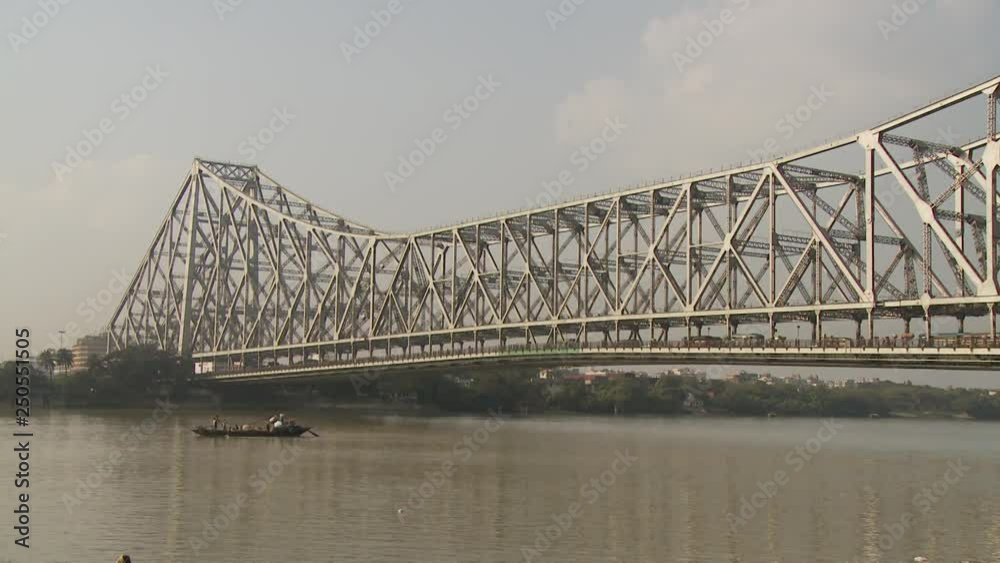 View of Howrah Bridge in Kolkata India