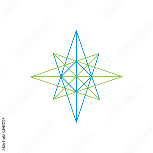 monoline compass logo icon vector template