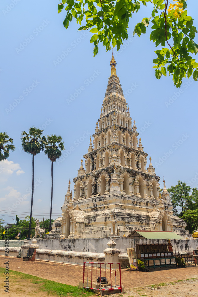 Beautiful Wat Chedi Liam (Temple of the Squared Pagoda), the only ancient temple in the Wiang Kum Kam archaeological area that remains a working temple with resident monks at Chiang Mai, Thailand.