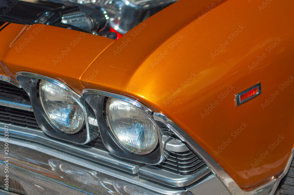 Orange Classic Car headlight