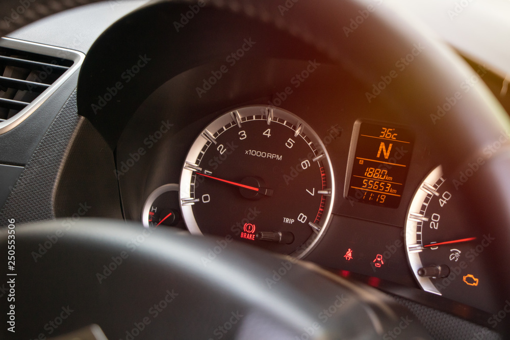 warning light handbrake in car dashboard Stock Photo Adobe Stock