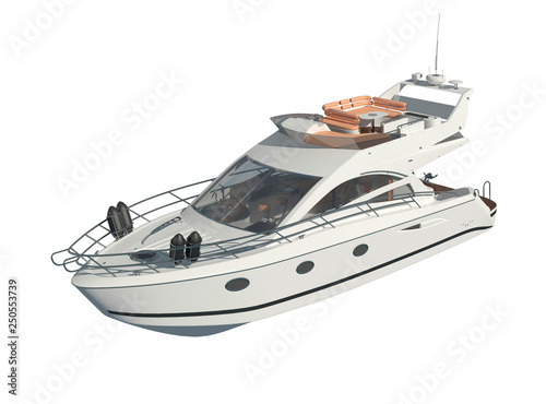 Yacht isolated on white background 3D illustration