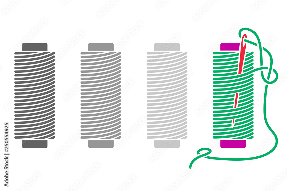 Icon Sewing Thread On Spools Vector Isolated Coil Silhouette Stock Vector Adobe Stock