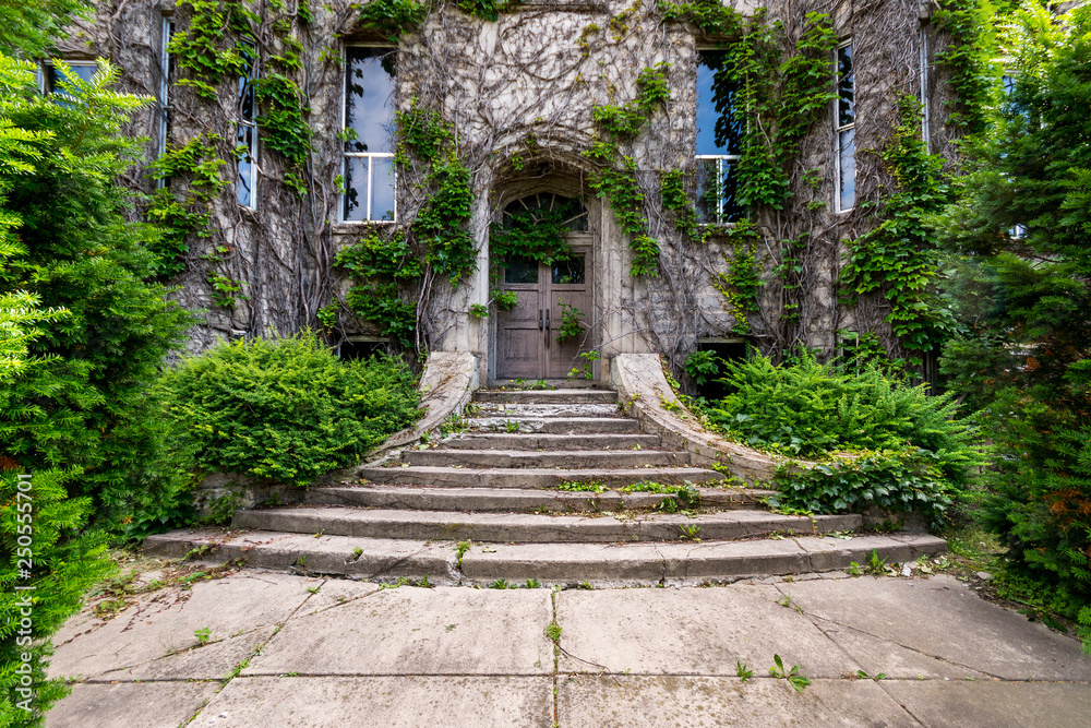 Entrance to old abandoned school in Fergus Ontario Canada Entrance to old abandoned school in Fergus Ontario Canada