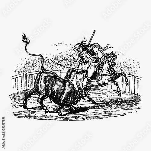 Bullfight vintage drawing