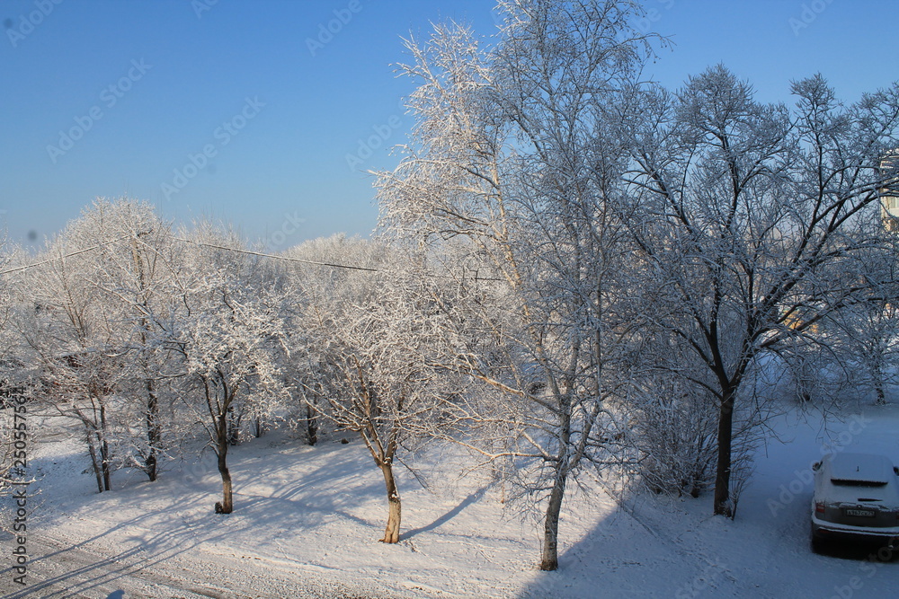Snowy street. Snowy street.
