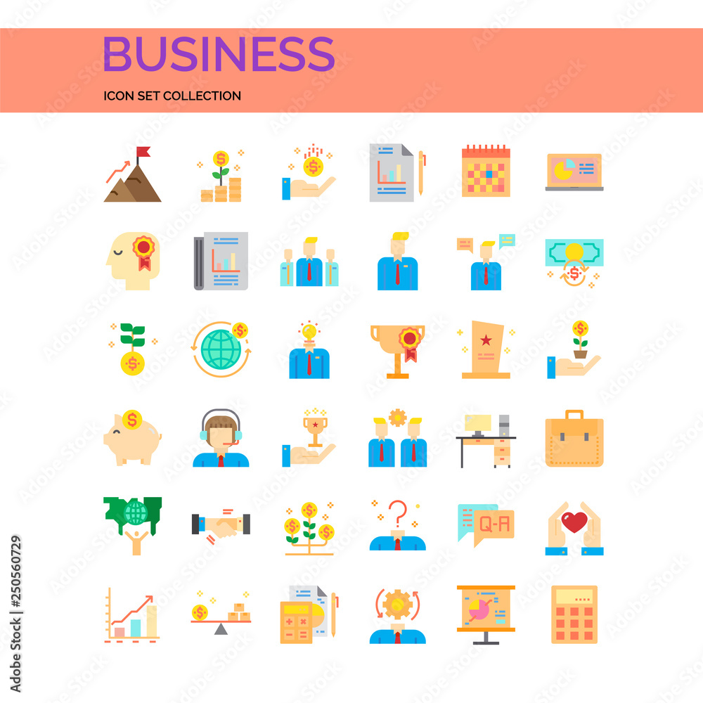 Business Icons Set. UI Pixel Perfect Well-crafted Vector Thin Line Icons. The illustrations are a vector.