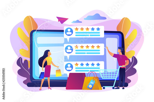 Seller reputation system concept vector illustration.