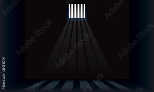 Dark prison cell with bars