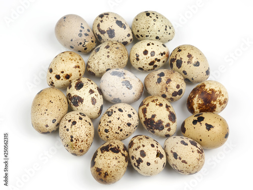 quail eggs on a white background
