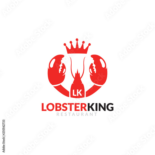 Red crawfish prawn shrimp lobster seafood isolated logo and design elements on white background