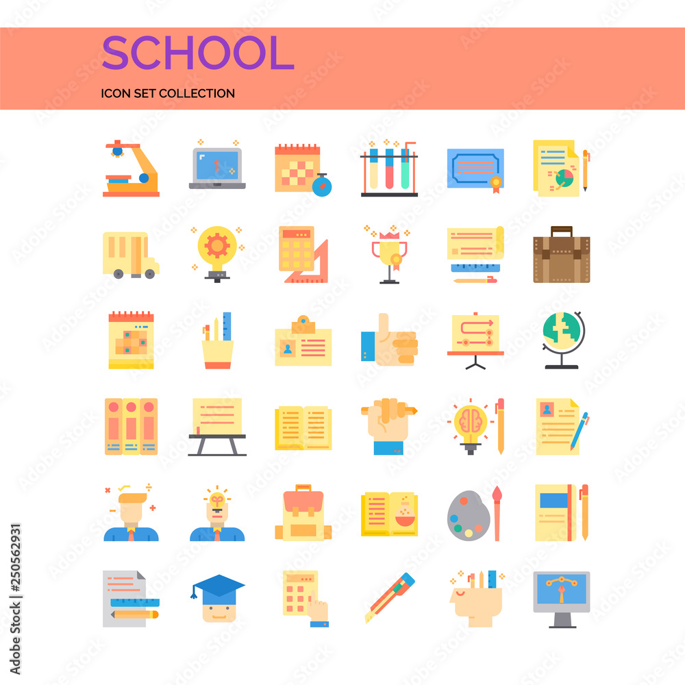 School  Icons Set. UI Pixel Perfect Well-crafted Vector Thin Line Icons. The illustrations are a vector.