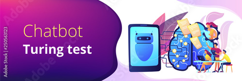 Chatbot passing the Turing test concept banner header.