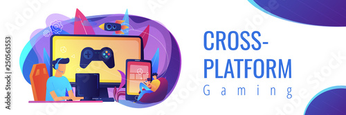 Cross-platform play concept banner header.