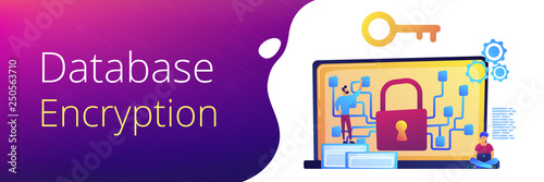 Cryptography and encryption concept banner header.