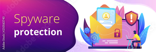 Malware computer virus concept banner header.