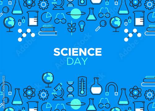 Science Day outline icon illustration