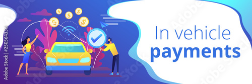 In vehicle payments concept banner header.