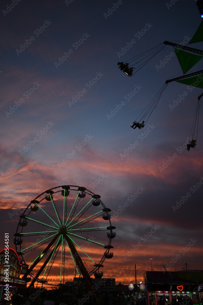 Moody Ferris Wheel Sunset