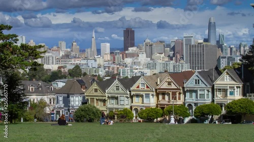 Painted Ladies San Francisco. City Views on a Clear Day.