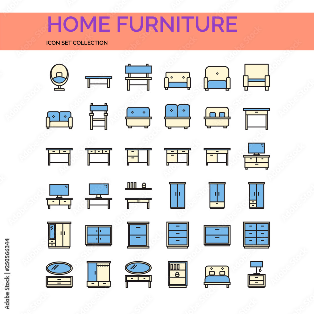 Home Furniture Icons Set. UI Pixel Perfect Well-crafted Vector Thin Line Icons. The illustrations are a vector. Home Furniture Icons Set. UI Pixel Perfect Well-crafted Vector Thin Line Icons. The illustrations are a vector.