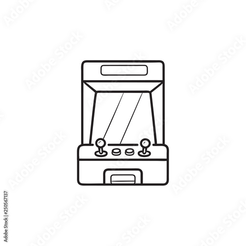 Arcade game machine hand drawn outline doodle icon