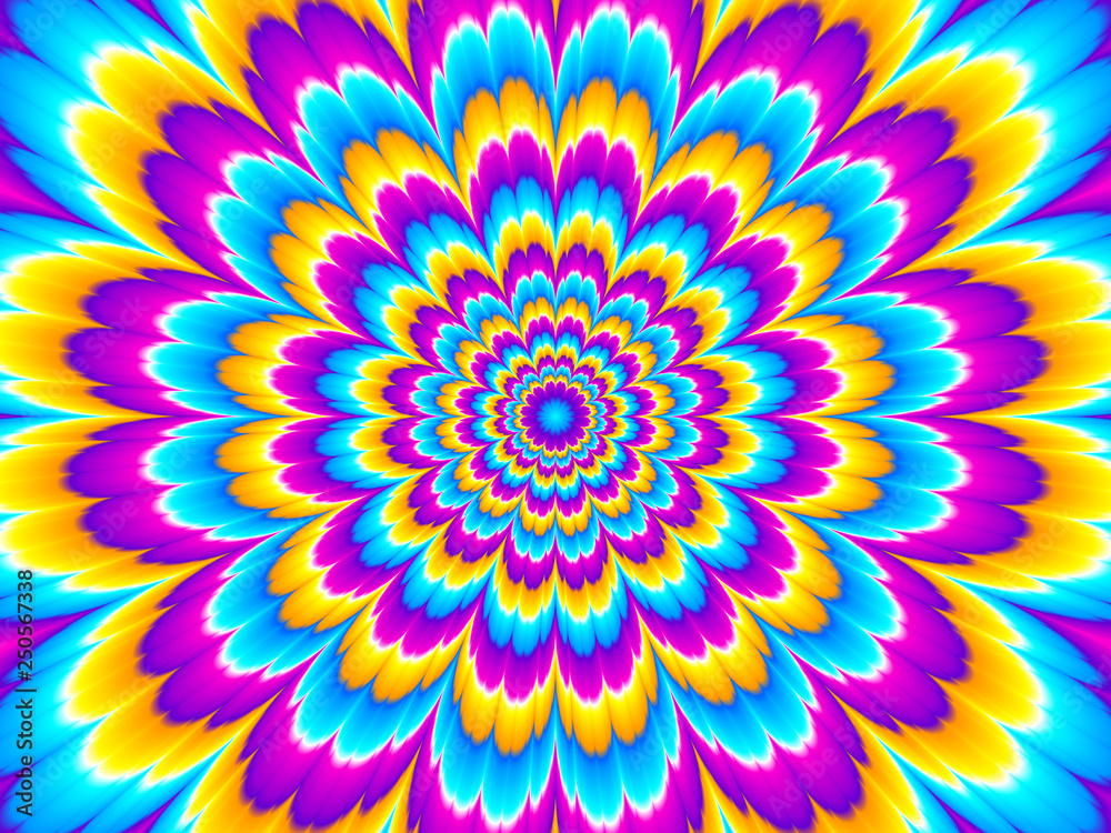 Colorful flower blossom. Optical illusion of movement.