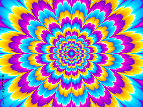 Colorful flower blossom. Optical illusion of movement.