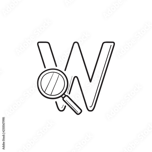 Domain Search hand drawn outline doodle icon.