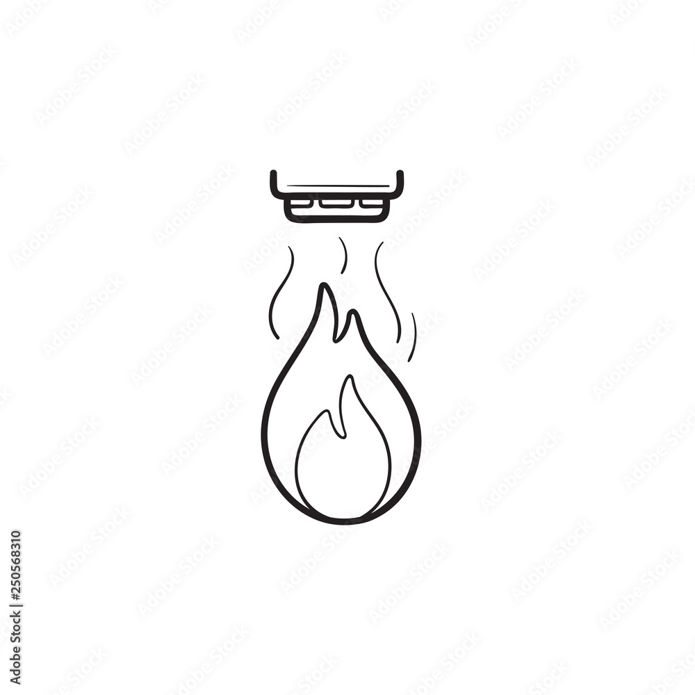 Smart fire alarm system hand drawn outline doodle icon. Smart fire alarm system hand drawn outline doodle icon.