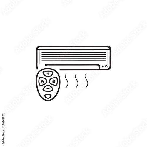 Smart air conditioner hand drawn outline doodle icon.