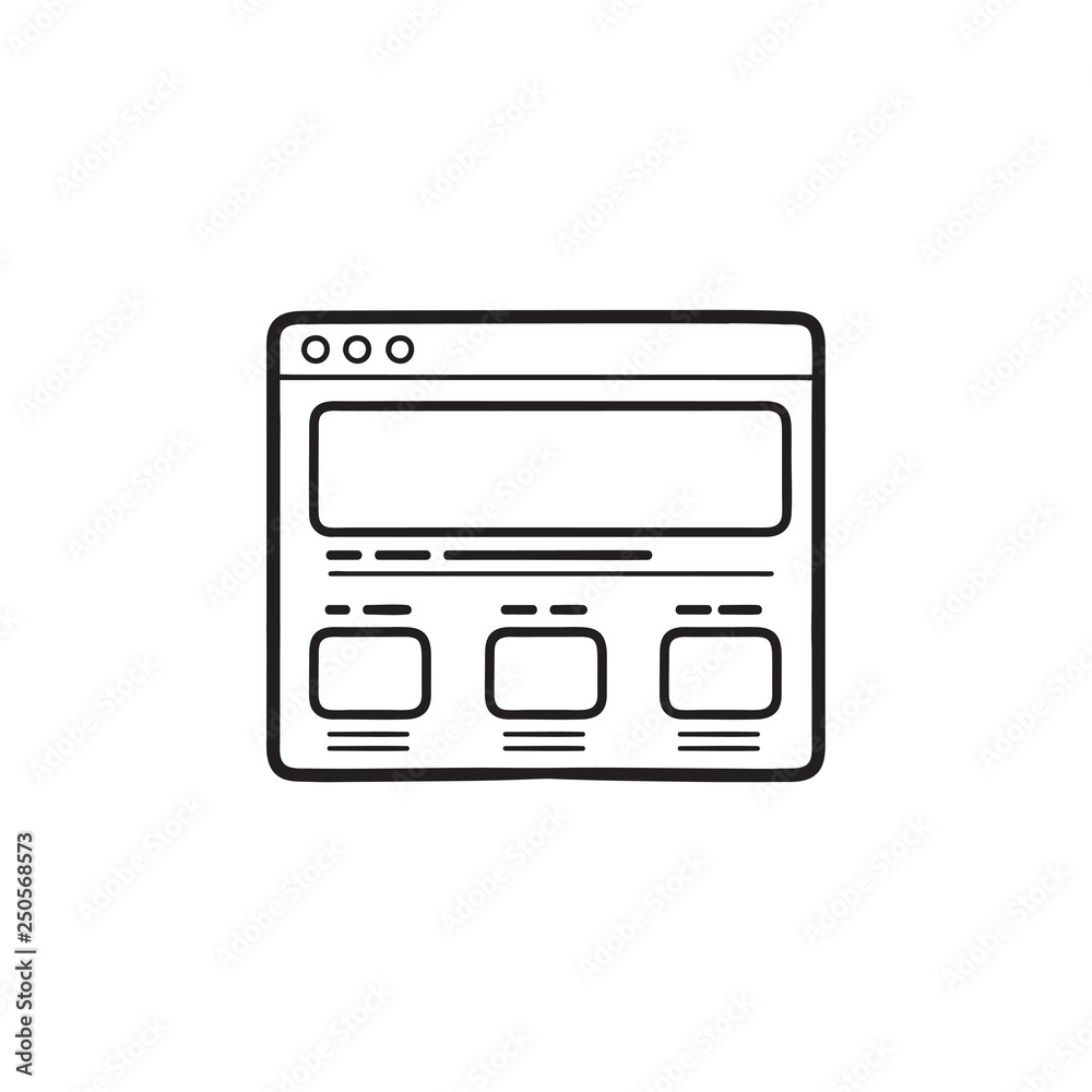 Web page design hand drawn outline doodle icon. Web page design hand drawn outline doodle icon.