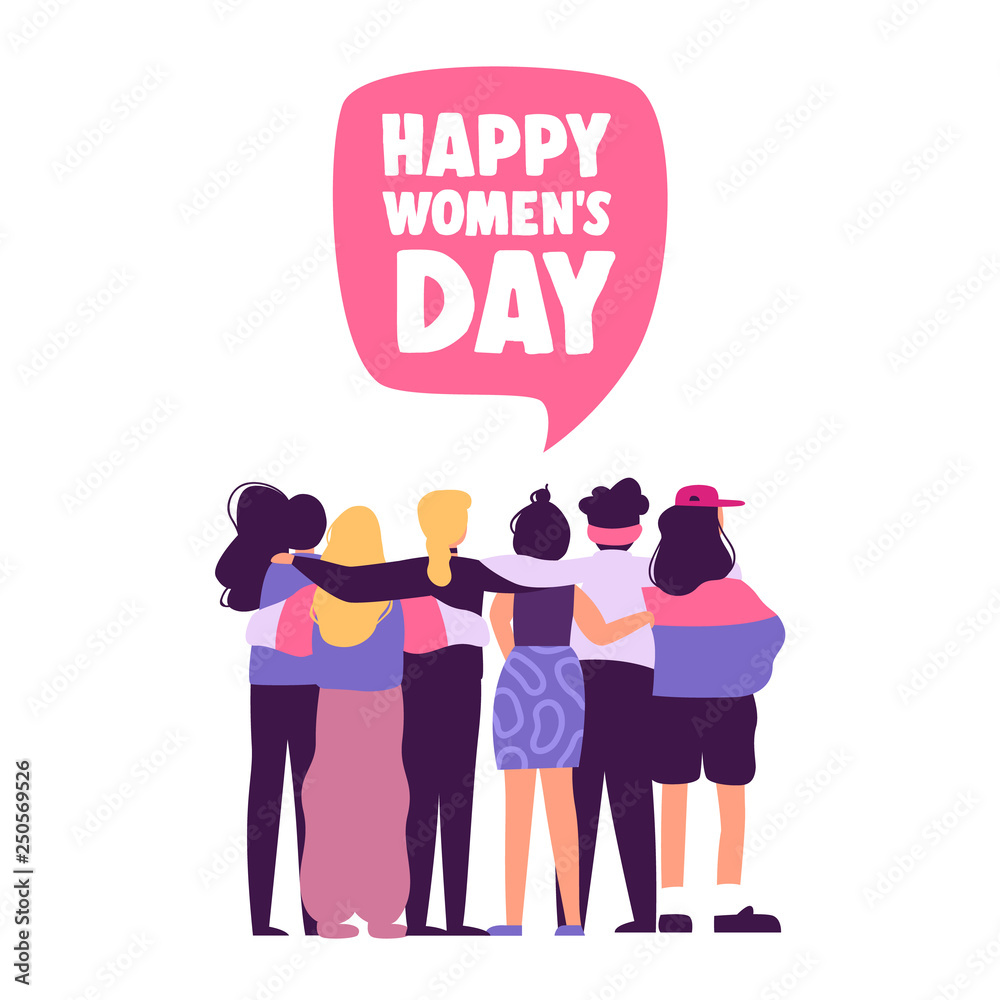 Obraz premium Happy Womens Day card of women friends together