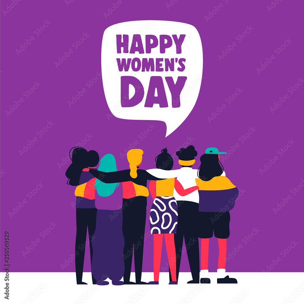 Obraz premium Happy Womens Day card of women friends together