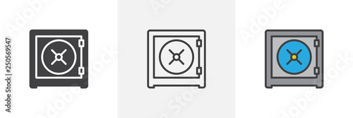 Safe box icon. Line, glyph and filled outline colorful version, Money safe outline and filled vector sign. Symbol, logo illustration. Different style icons set. Pixel perfect vector graphics