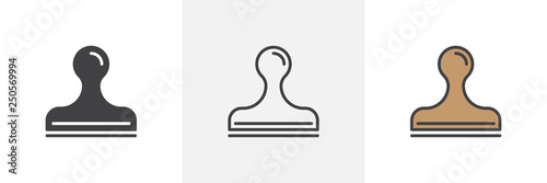 Rubber stamp icon. Line, glyph and filled outline colorful version, Office stamp outline and filled vector sign. Symbol, logo illustration. Different style icons set. Pixel perfect vector graphics