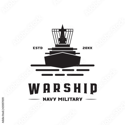 war ship navy military logo icon vector template