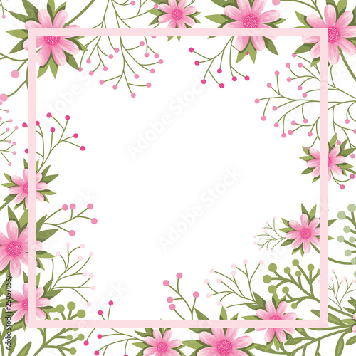 Wallpaper Mural flowers with leaves with frame isolated icon Torontodigital.ca