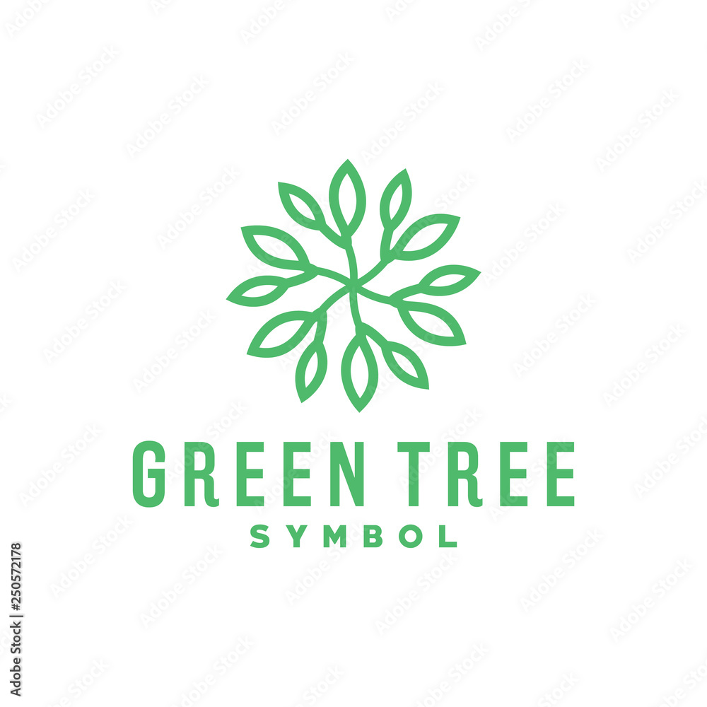 Circle Green Tree Leaf Logo Vector Graphic Design