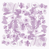 Floral pattern in lilac tones, vector pastel,