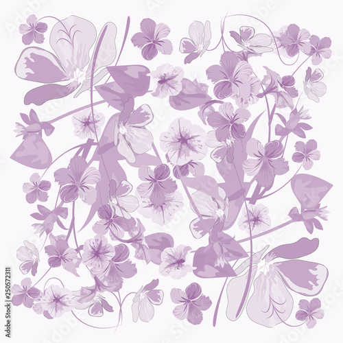 Floral pattern in lilac tones  vector pastel 
