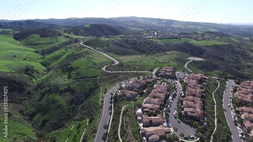 Aerial View of Irvine Quail Hill Residential Neighborhood Real Estate Homes Orange County California Canyon View.MOV